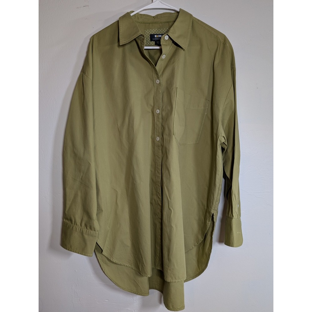 Maeve Anthropologie Green Button Up Shirt Size Large